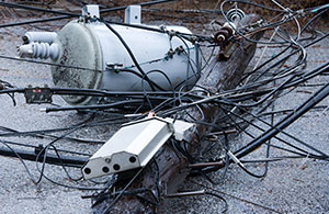 Power lines after severe storm 