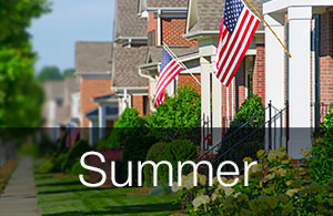 Homes with American flags out front